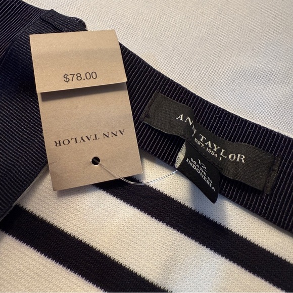 Ann Taylor mini midi skirt Black white A-Line Full Flare stretchy brand new 12 - Picture 7 of 8